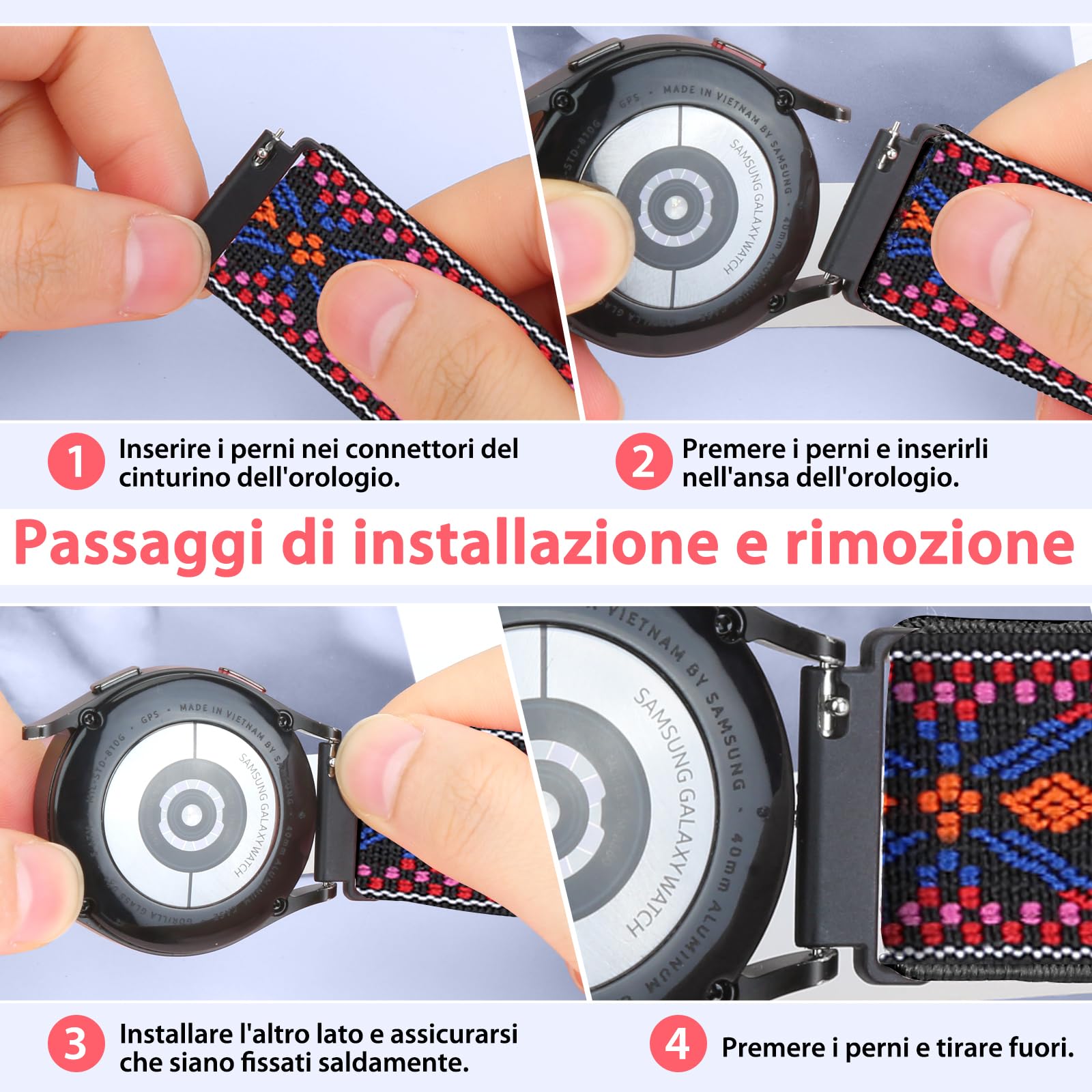 TumCez Regolabile Elastico Sgancio Rapido Cinturino Orologio in Nylon,18mm 19mm 20mm 22mm 24mm Cinturino per Samsung/Garmin/Fossil/Amazfit/Huawei Orologio per Uomo Donna