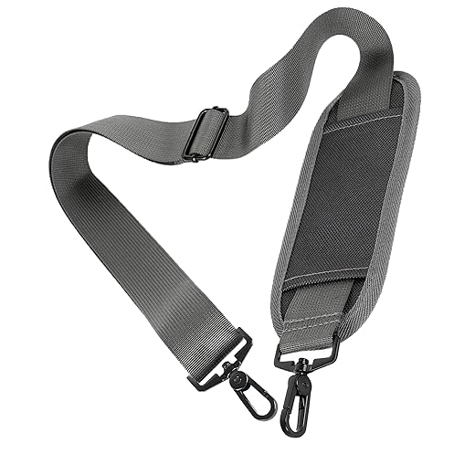 Taygeer Crossbody Strap Replacement, Universal Duffle Messenger Shoulder Bag Strap Detachable Padded Adjustable Belt with Metal Hook Clip for Briefcase Carrier Bag Laptop Case Camera Bag,Grey