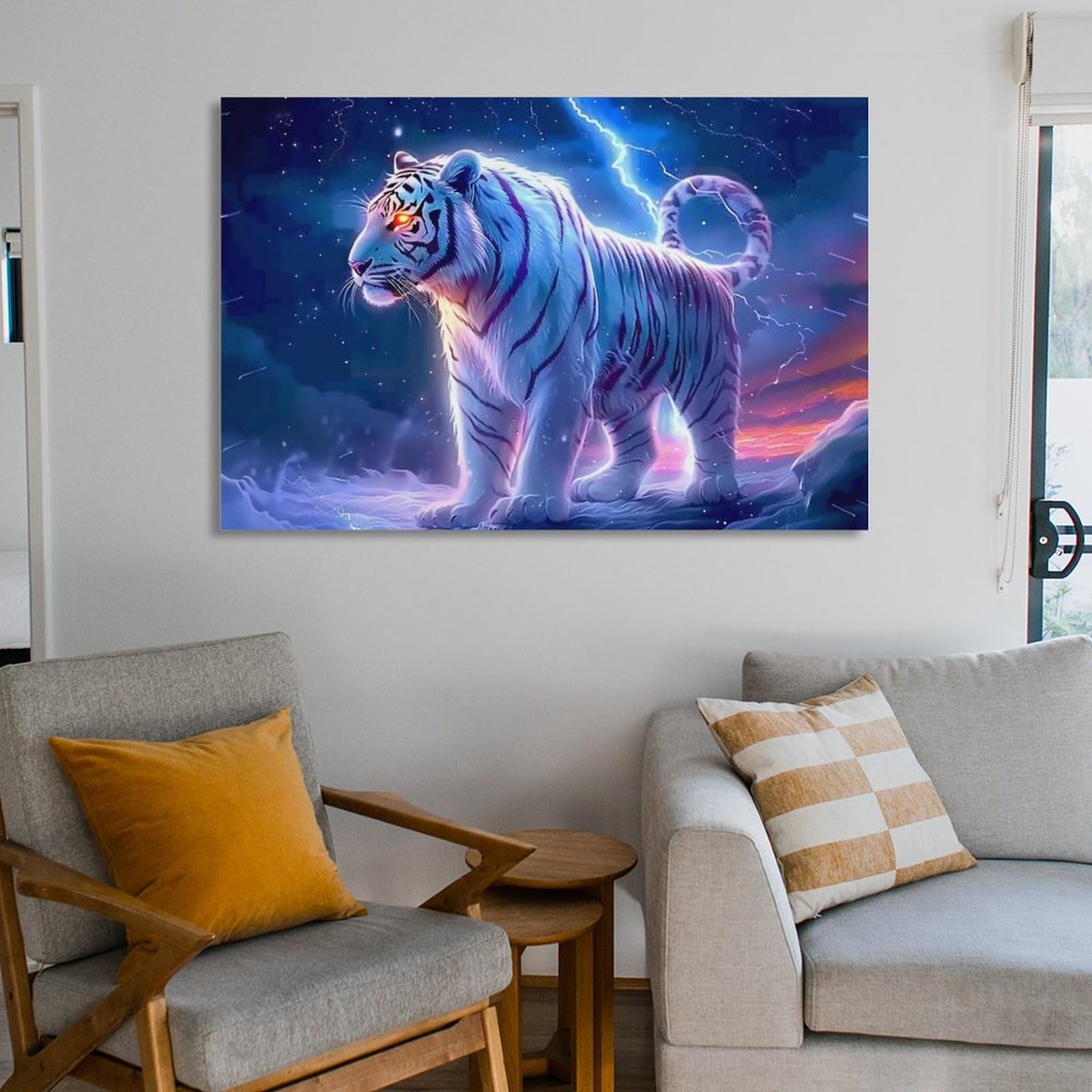 【希少】レア ポスター ザ・タイガース サリー＆シロー THE TIGERS Amazon.com: Tiger Poster White Tiger Stripes Galaxy Lightning