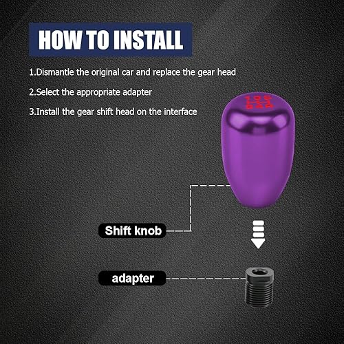 Miniatura 20 de Pomos de palanca de cambios para automóvil, perilla de cambio de transmisión manual, perilla de palanca de cambios de 5 velocidades con adaptador