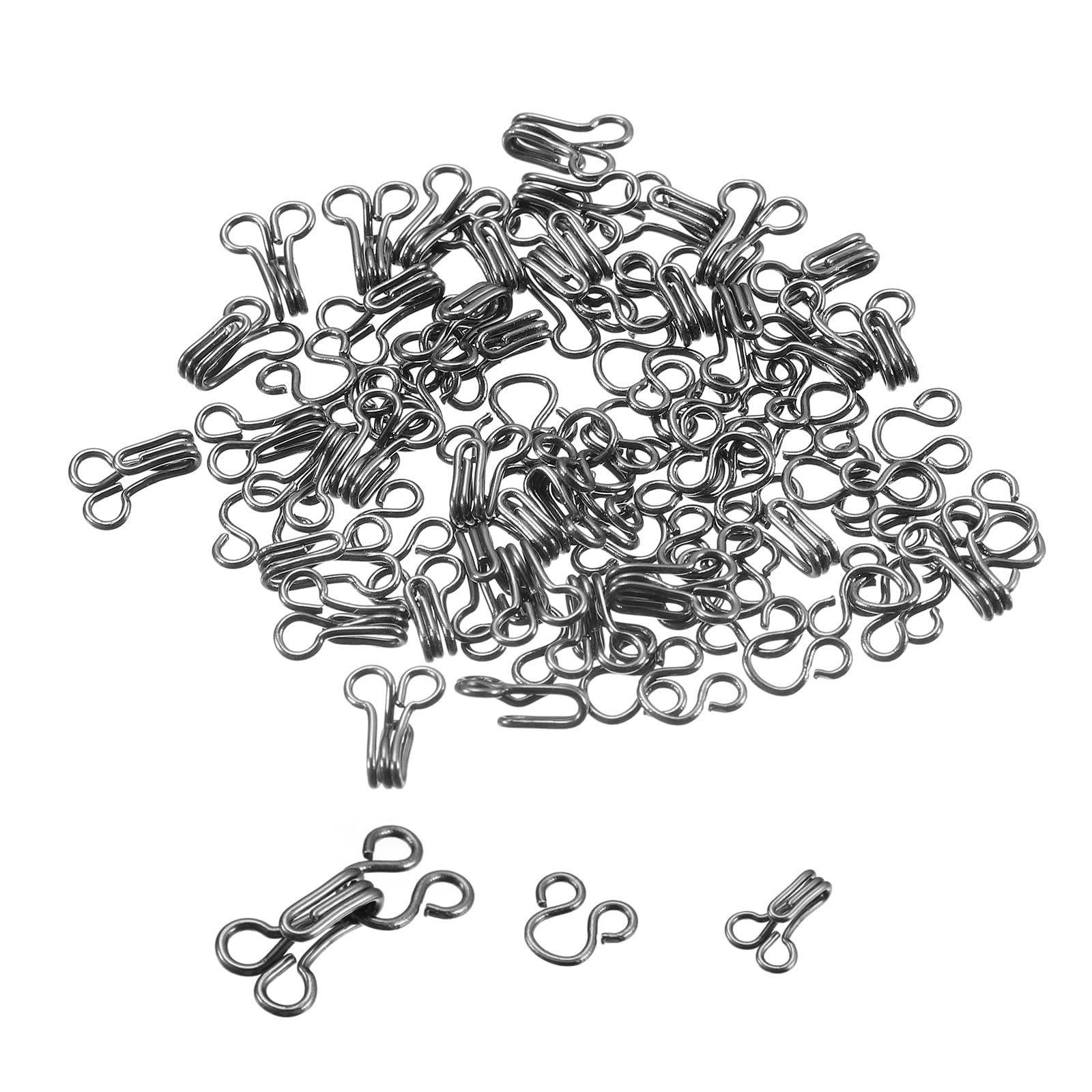 sourcing map 86pcs Sewing Hooks and Eye Closure, Sewing Hook Eye Latch for Clothing Bra Skirt Trousers Fasteners Sewing DIY Craft, Black