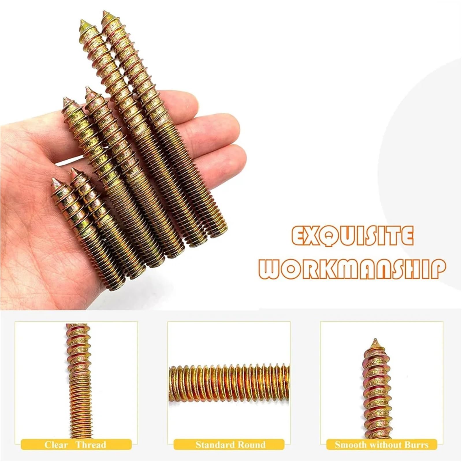 Tornillos autorroscantes de doble extremo M4 M5 M6 chapados en zinc amarillo, paquete de 30(M4x40mm)