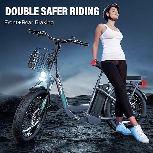 Miniatura 6 de Caroma Peak 500W800W1200W Electric Scooter with Seat, 20" Fat Tire Electric Bike with 48V Removable Battery, Up to 30Miles & 20MPH, Adult Scooter