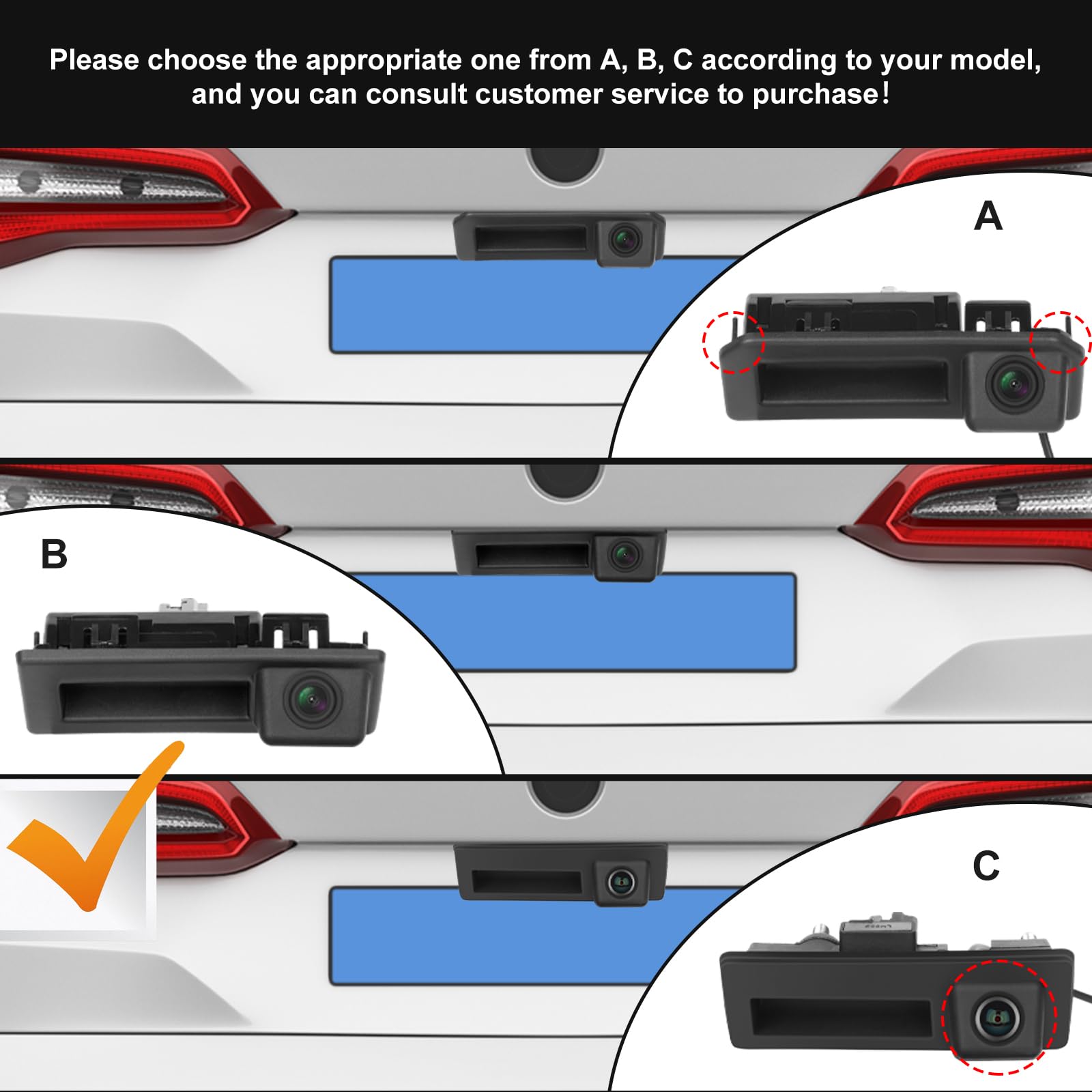 Hodozzy 170 Grad Rückfahrkamera für VW/Audi, AHD&CVBS IP67 wasserdichte Nachtsicht Auto Kofferraumgriff Rückfahrkamera für Auto für Tiguan Passat Sagitar für Audi A6L A5 A4L Q7