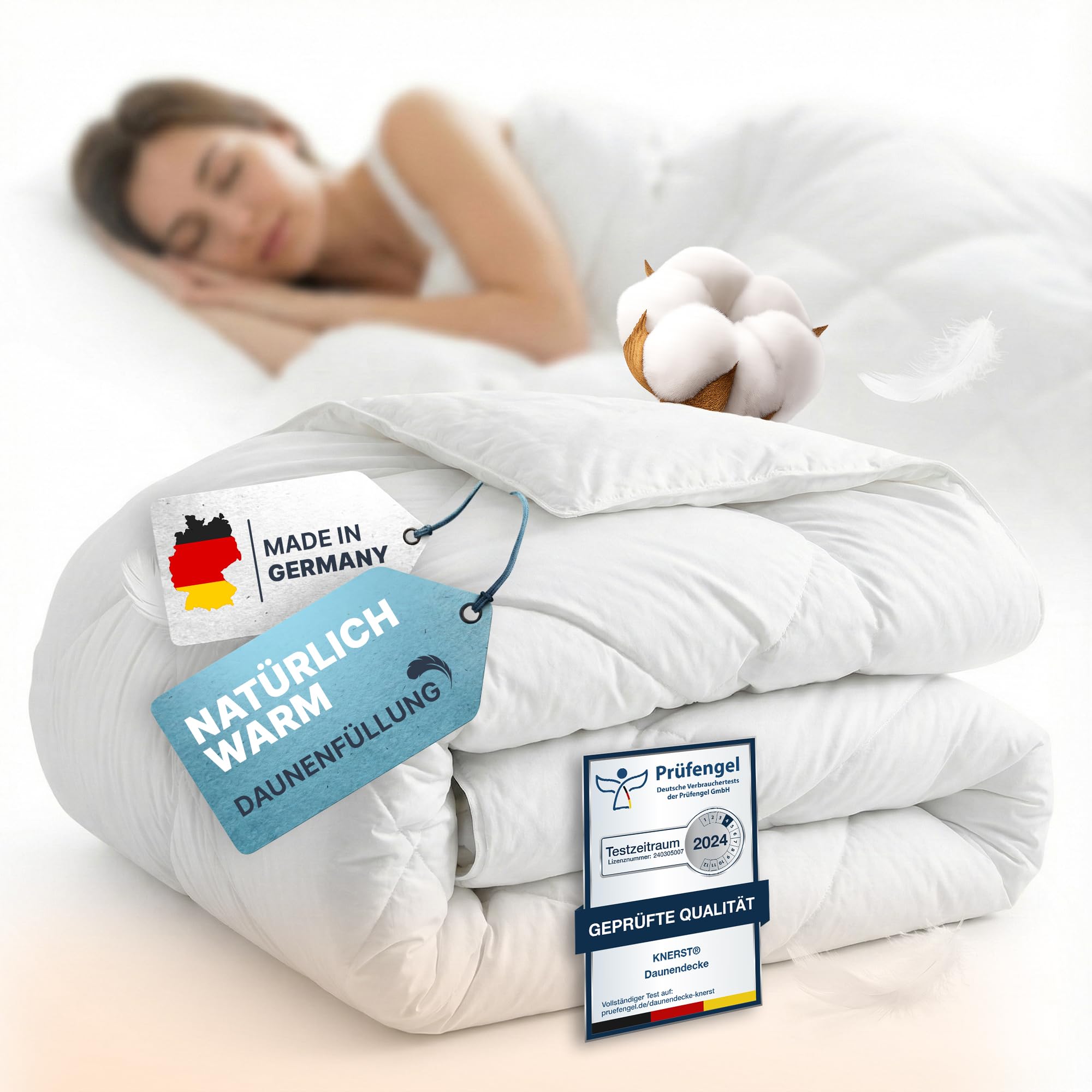 Bettdecke 200x200 - Federbettdecke Winterdecke mit Daunen & Federn - Extra Warm & Flauschig - Bettdecke Winter Waschbar & Atmungsaktiv - Daunendecke Ökotex Zertifiziert