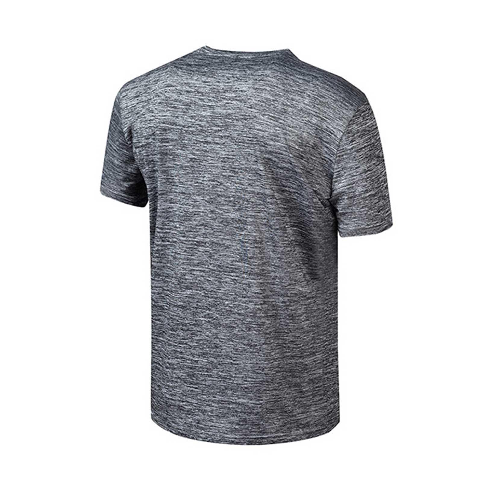 Camiseta deportiva de manga corta para hombre, cuello redondo, ajuste holgado, de secado rápido, transpirable, para gimnasio, entrenamiento, correr, uso diario