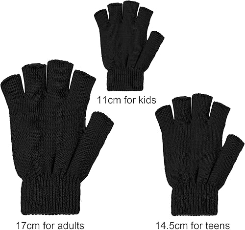 Miniatura 2 de Cooraby 2 pares de guantes de medio dedo unisex cálidos de invierno sin dedos (L para adultos, M para adolescentes, S para niños)