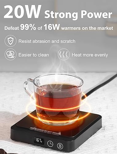 Miniatura 2 de Calentador de taza de café  Calentador de tazas portátil de 20 W para escritorio, calentador de taza de café con apagado automático, plato
