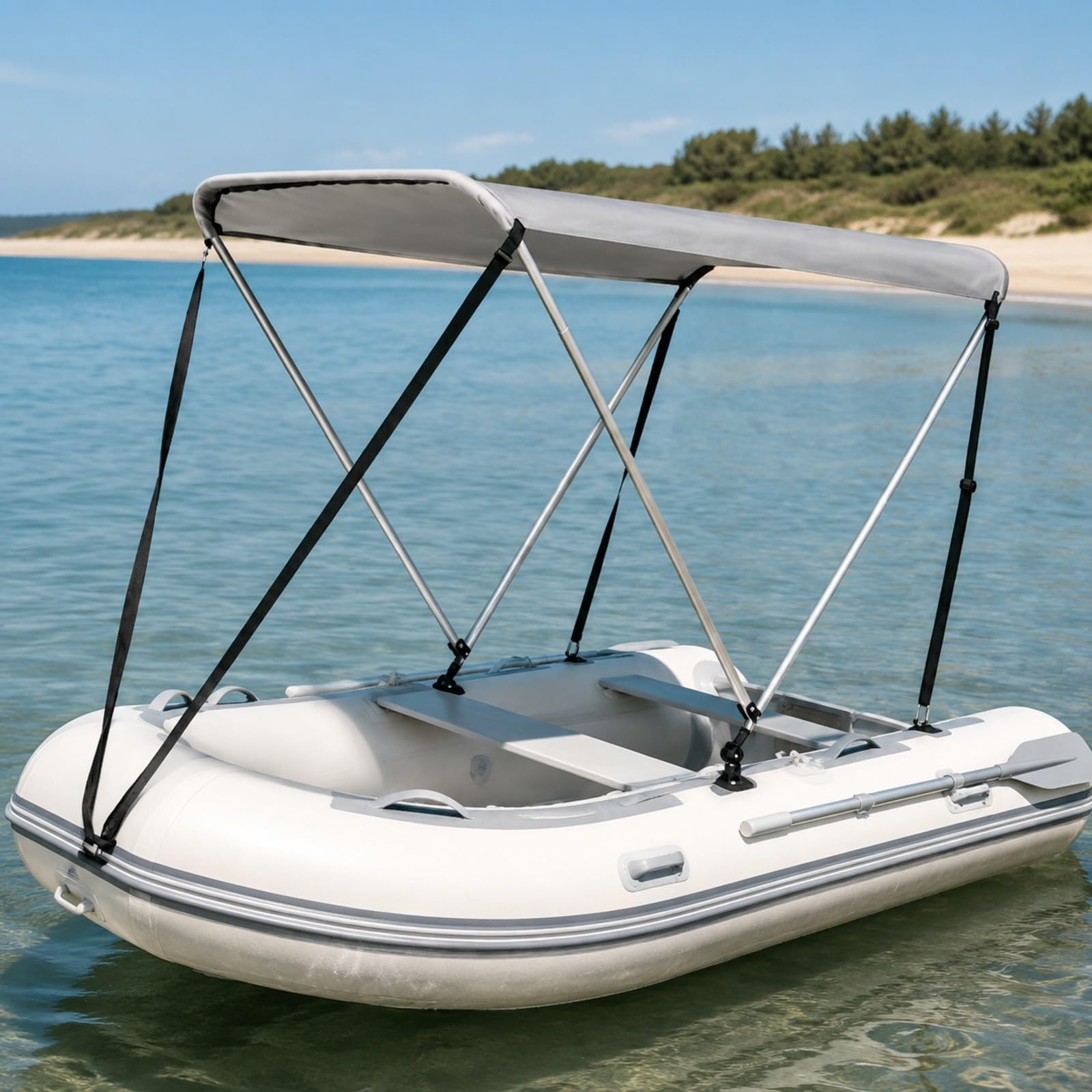 Toldo Plegable con Estructura y Correas Fijación No Destiñe Toldo Bimini Antideslizan Náutico para Paddlers