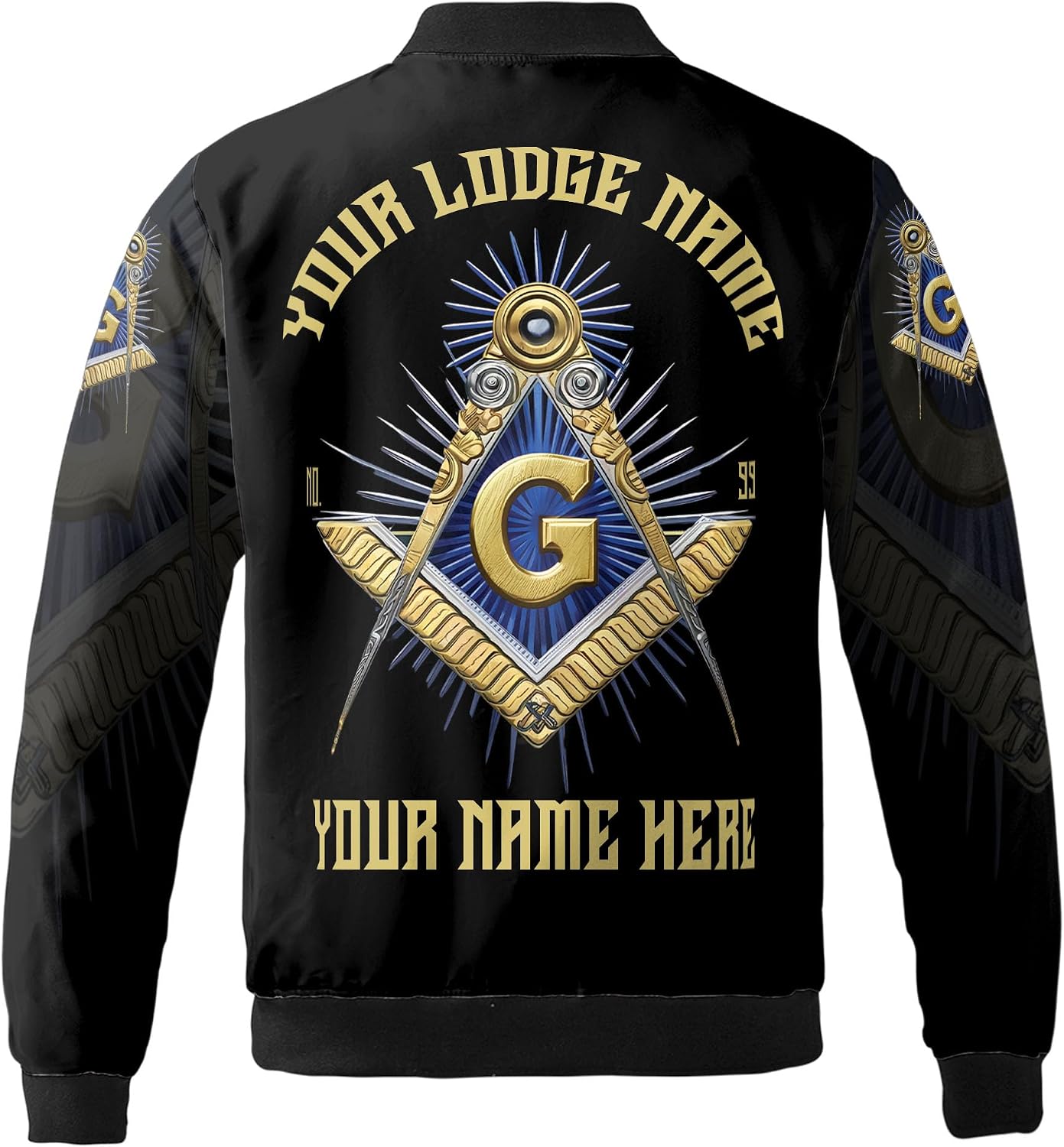 Personalized Freemasonry Master Mason Golden Bomber Jacket S-5XL