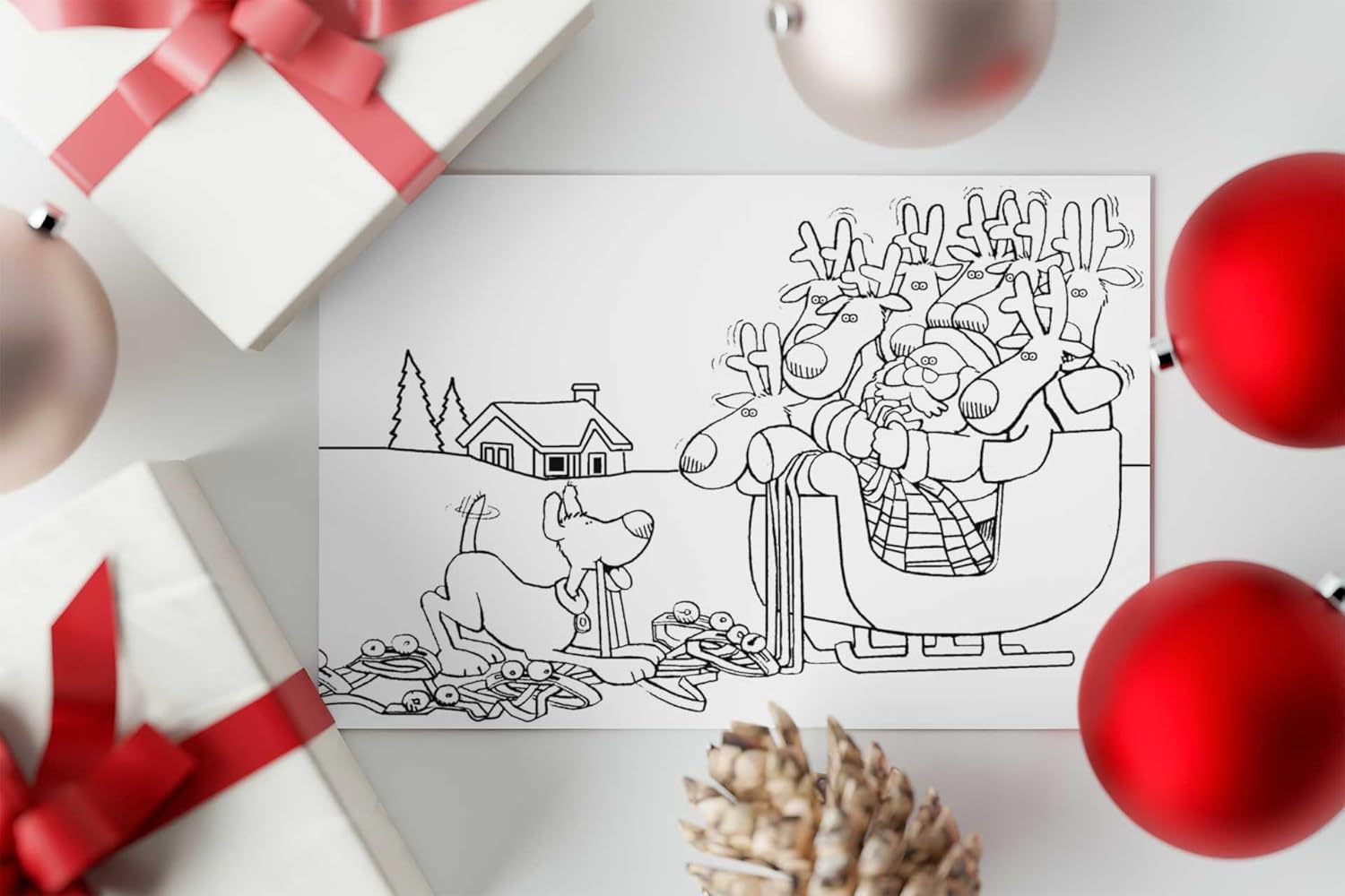 Stonehouse Collection Assorted Kids' Coloring Christmas Greeting Cards, Pack of 12 with Envelopes, 6.25 x 4.5 inches, A Variety of Merry Christmas Themed Color in Cards (Assorted) - Image 6