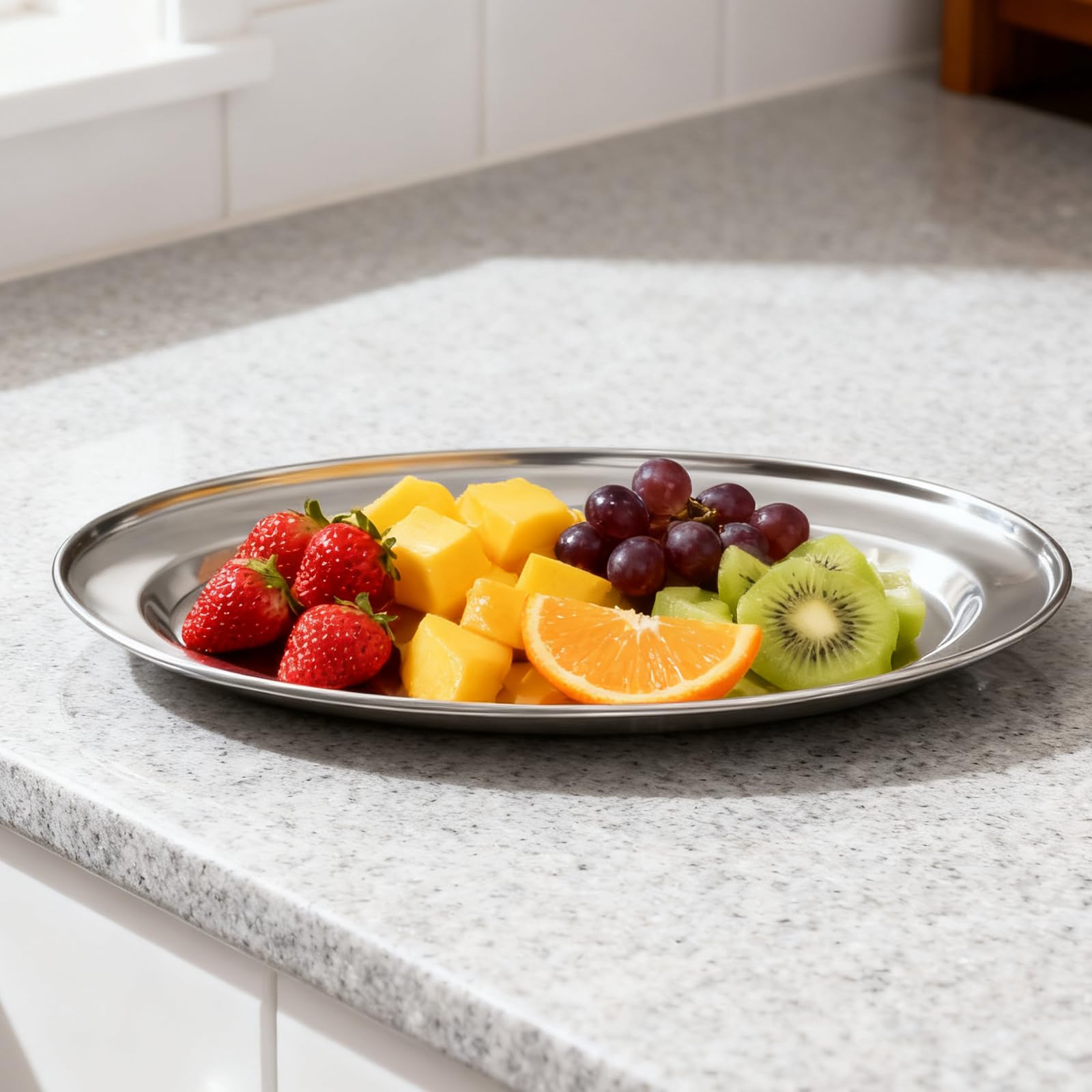 3 piatti da portata in acciaio inox, ovali, lucidati, per snack, contorni, carne alla griglia, verdure e pesce, dimensioni 30 cm, 35 cm, 40 cm