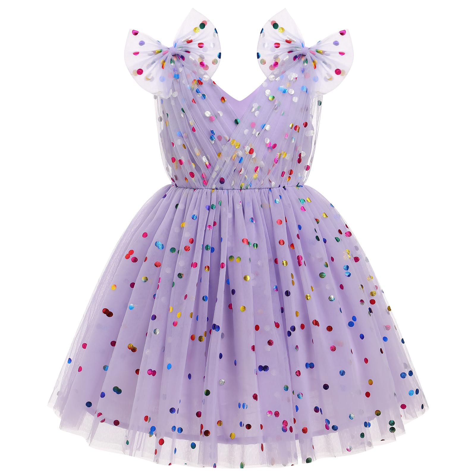 IMEKIS Toddler Kids Girls Butterfly Dress Sparkle Sequins Tulle Wedding Formal Birthday Dresses 2-10T