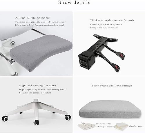 Miniatura 7 de Mordern - Silla de escritorio, cómoda silla giratoria de tela para oficina en casa con brazos y altura ajustable, adecuada para trabajar en