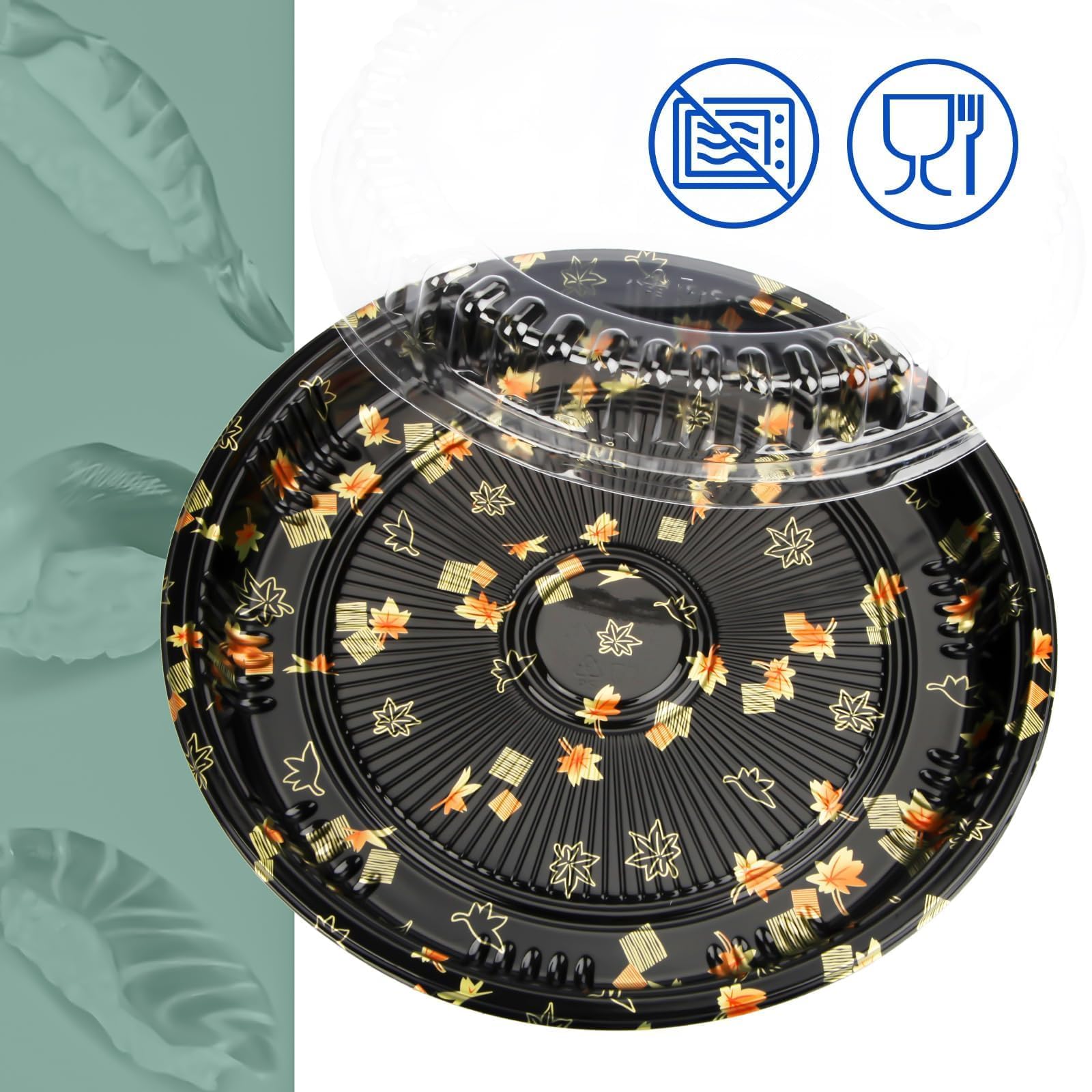 Mbsomnus 8 plateaux à sandwich avec couvercles, plateaux ronds de restauration avec couvercles, plateaux de buffet, assiettes réutilisables pour servir des aliments, des collations, des gâteaux, des