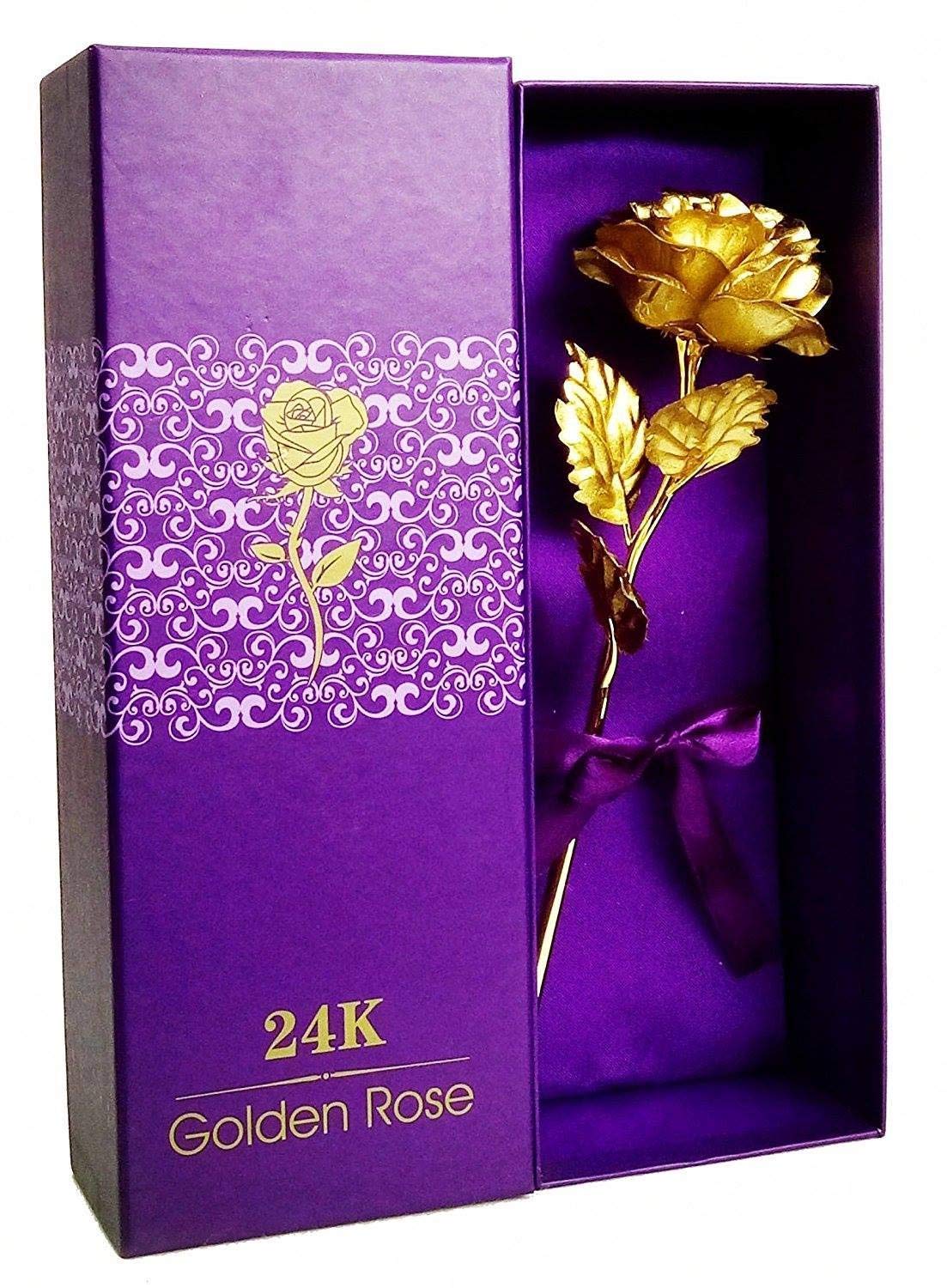 Artificial Golden Rose 24K Golden Rose for Wife Girlfriend Best Gift Valentine Day Surprise Gift for Love Flower for Decorations with Carry Bag-image-7