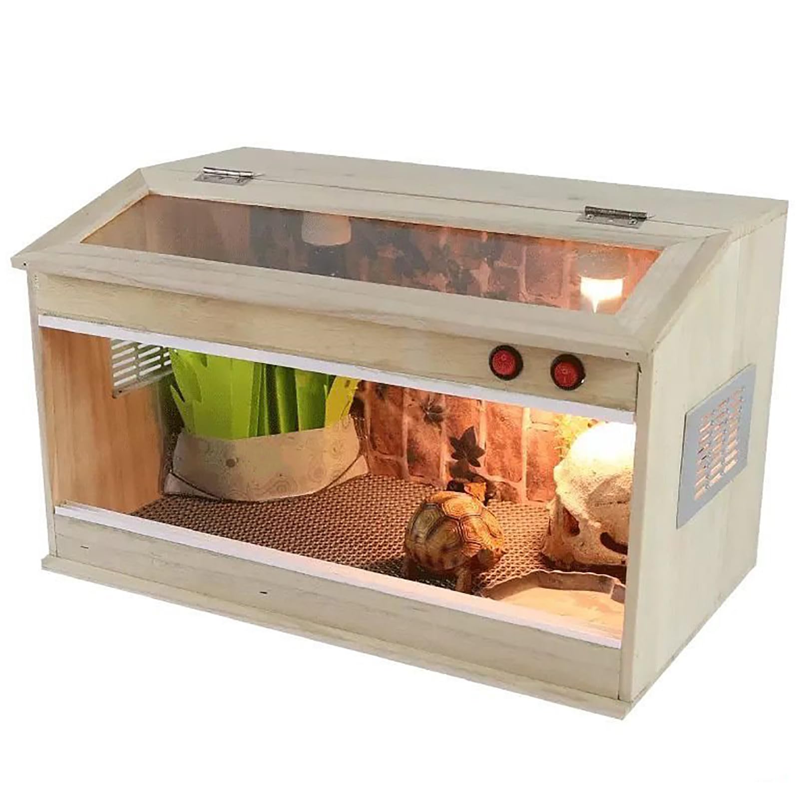 Casa de tortuga de madera, terrario de reptiles para lagartos, camaleones y gecos, hábitat interior y exterior para mascotas pequeñas