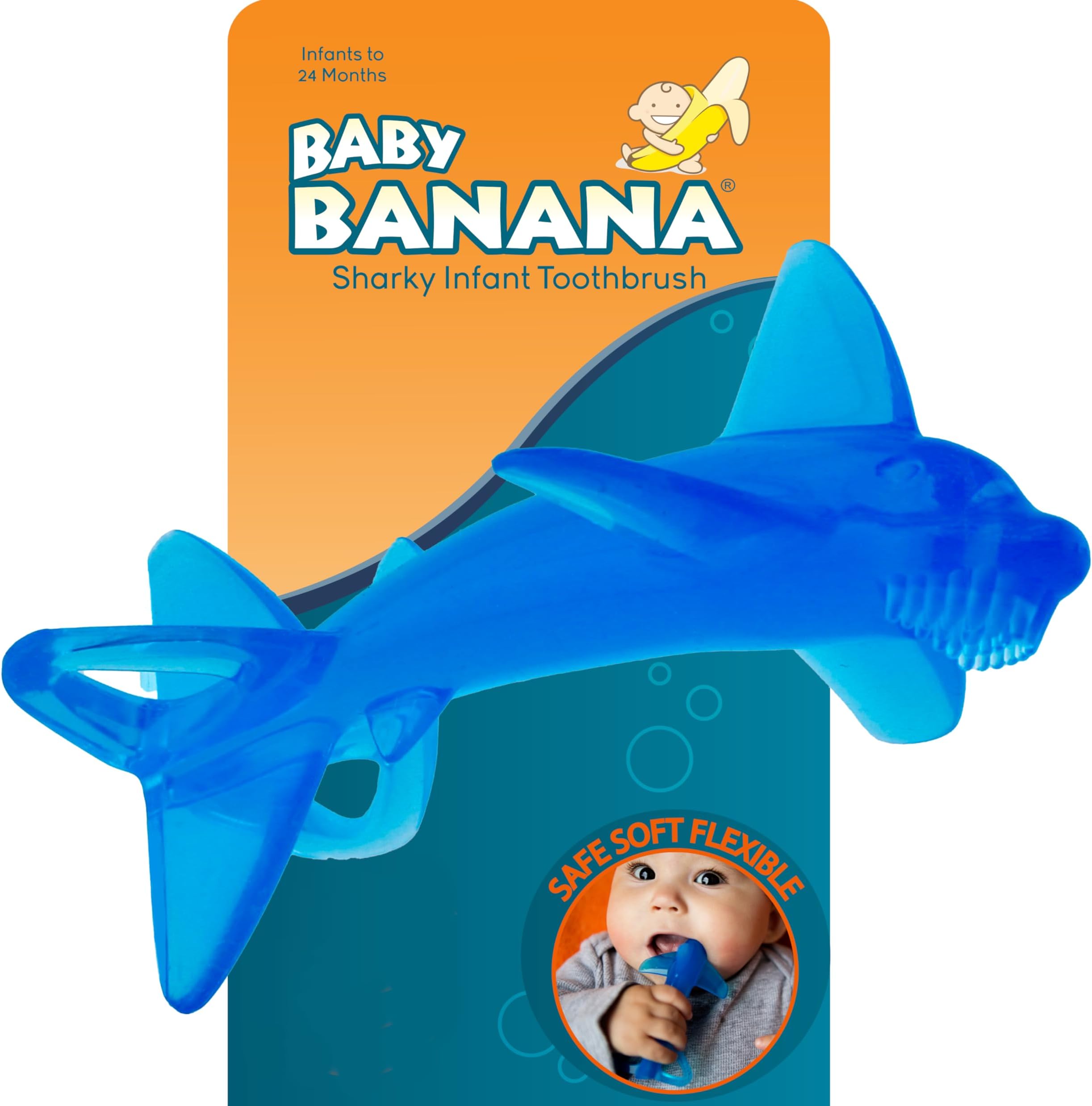 Shark Training Toothbrush, Bendable Food-Grade Silcone, Butter-Solft Brisles for Gums and First Teeth, Family-Owned Business