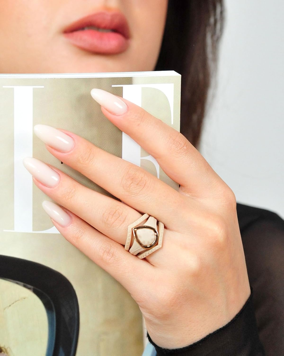 Rinfit Silicone Rings Women - Rubber Wedding Bands Stackable Ring Enhancer- Metal Framed Pear Bridal Ring Sets - Patented Design - Image 8