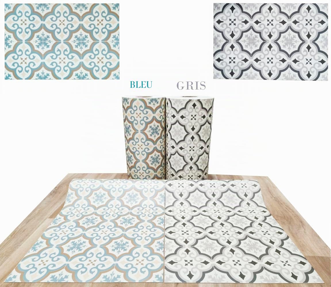 Tadi & Imperio1979 Tapis Vinyle hydraulique, différentes Tailles, élégant, Design et résistance pour Votre Espace, Cuisine, Salon, Salle à Manger, Sol en PVC (60 x 180 cm, étoile Bleue)