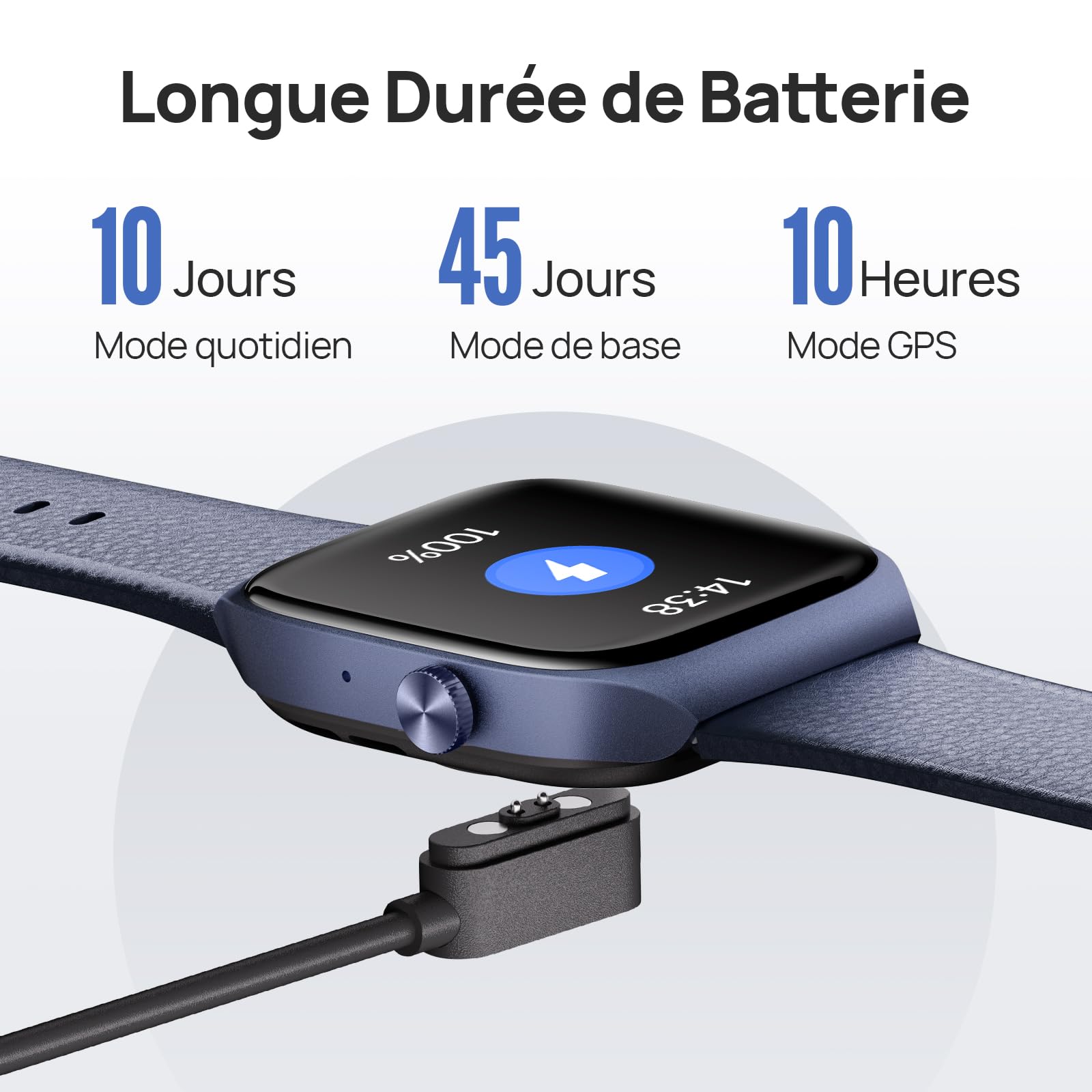 Mibro T2 Montre Connectée Homme Femme, AMOLED 1,75", 8 Jours, GPS Précis | Appels Bluetooth, avec Suivi Cardio Féquencemètre/Sommeil/SpO2, Bracelet Cuir Élégant, pour iPhone Android Samsung