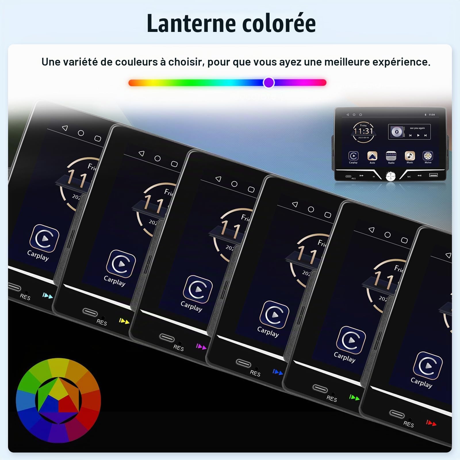 CAMECHO 1 Din Carplay Bluetooth Radio 7 Pouces avec Caméra de Recul, Écran Tactile HD Autoradio Android Auto Filaire avec FM EQ-Ton Commandes au Volant USB Mirror Link