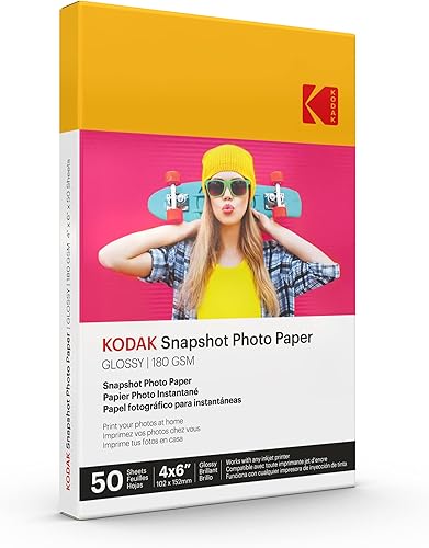 KODAK SNAPSHOT - Papel fotográfico brillante de 4 x 6 pulgadas 50 unidades 48 libras-635ozm2 - 03fl oz 41304