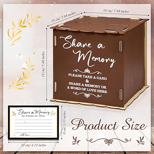 Miniatura 2 de Capoda 50 tarjetas de memoria para celebración de la vida, caja de madera de memoria, tarjeta de invitados funerarios, caja de condolencias para