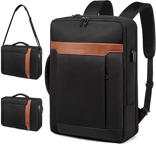 LOVEVOOK Mochila convertible para laptop, Negro -, Contemporáneo