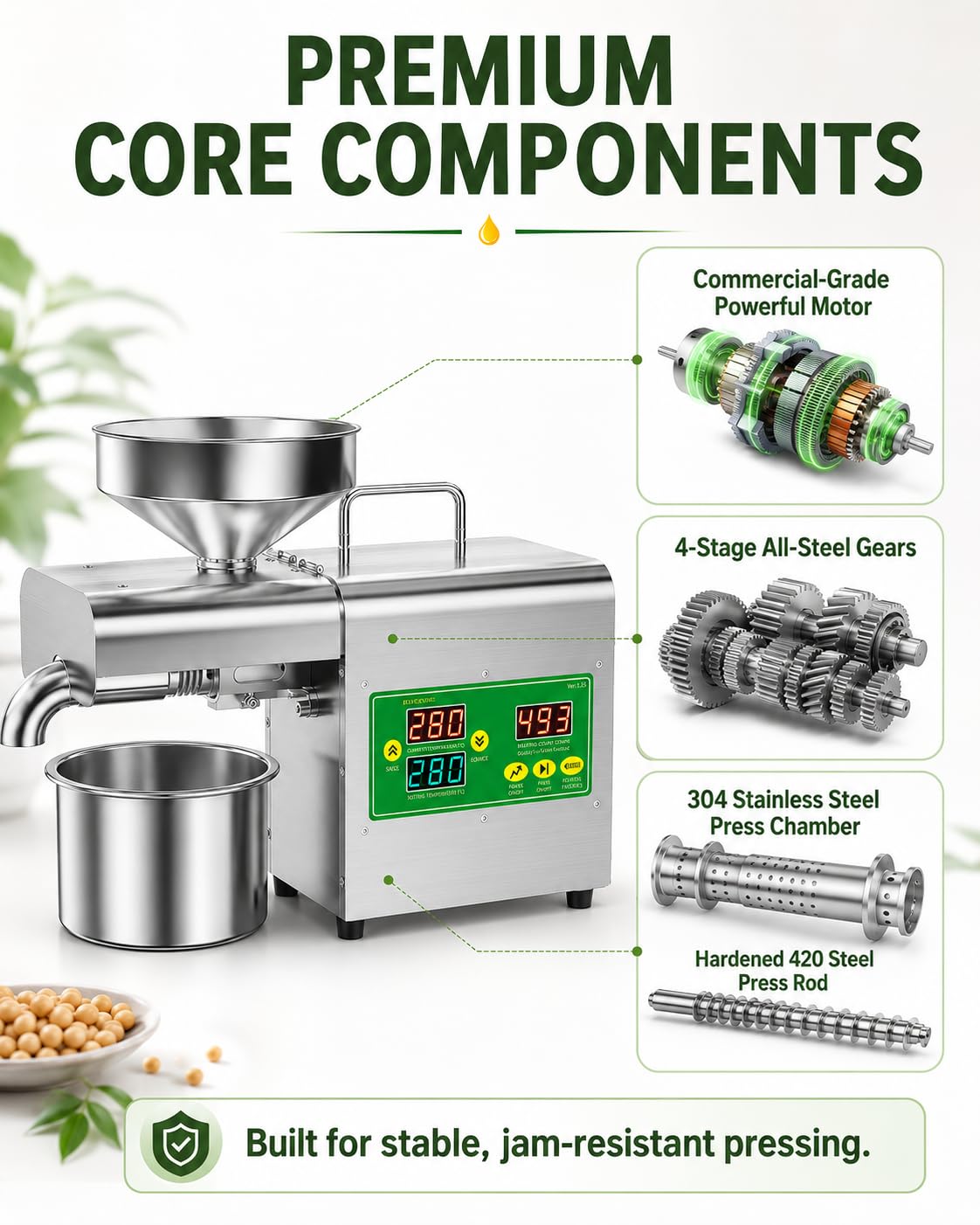 Macchina per Olio, Pressa Elettrica per Semi e Frutta Secca, 1500 W