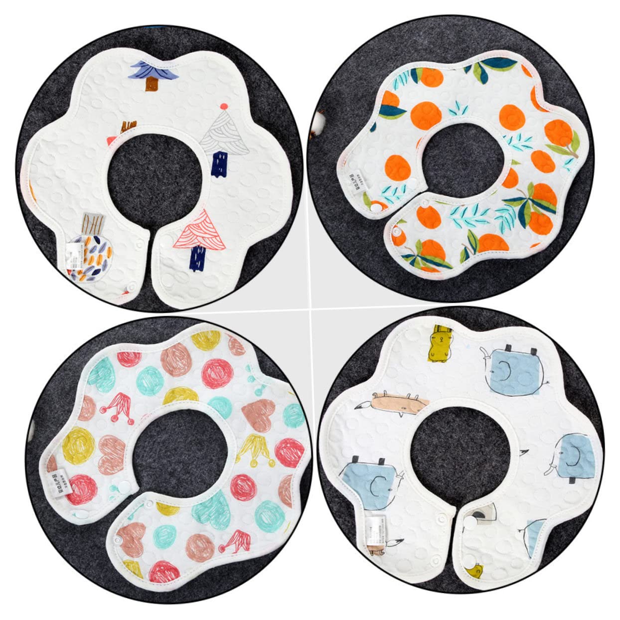 Toyvian 12pezzi Bavaglini Impermeabili Per Cotone Design Petalo e Stampa Cartone Assorbenti e Facili Da Pulire Per Evitare Macchie Di Saliva Durante Lo Svezzamento