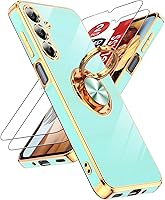 Vista 50 de LeYi para Funda de Teléfono Samsung Galaxy A13-5G: Protector de Pantalla de Vidrio Templado, Soporte Magnético Giratório de Anillo 360°, Borde Negro