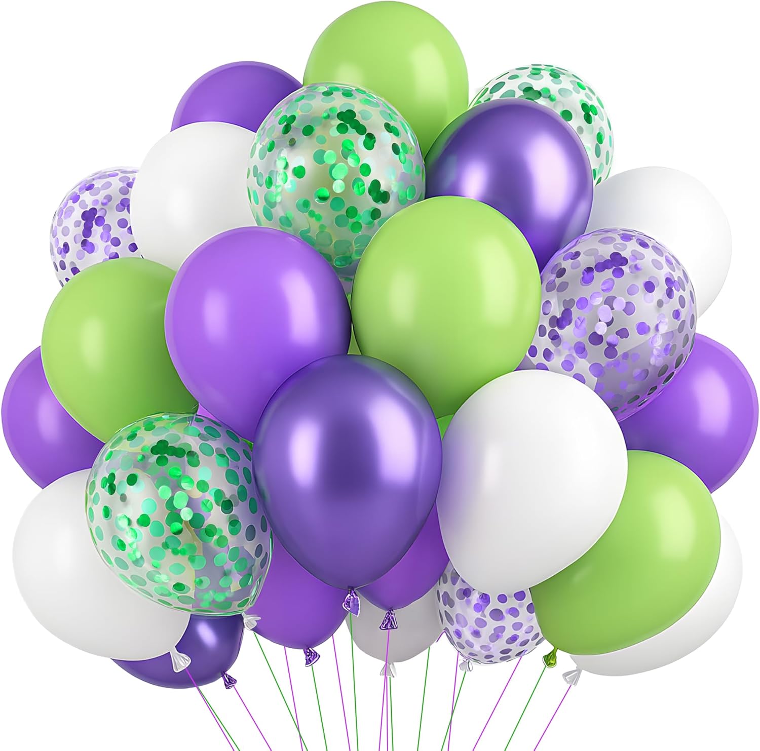 KatchOn, Multicolor Latex and Confetti Latex Balloons - 60 Pcs | Confetti Party Balloons | Hot Pink Metallic Purple Yellow Teal Balloon for Magic Theme Birthday Party Decorations, Baby Shower