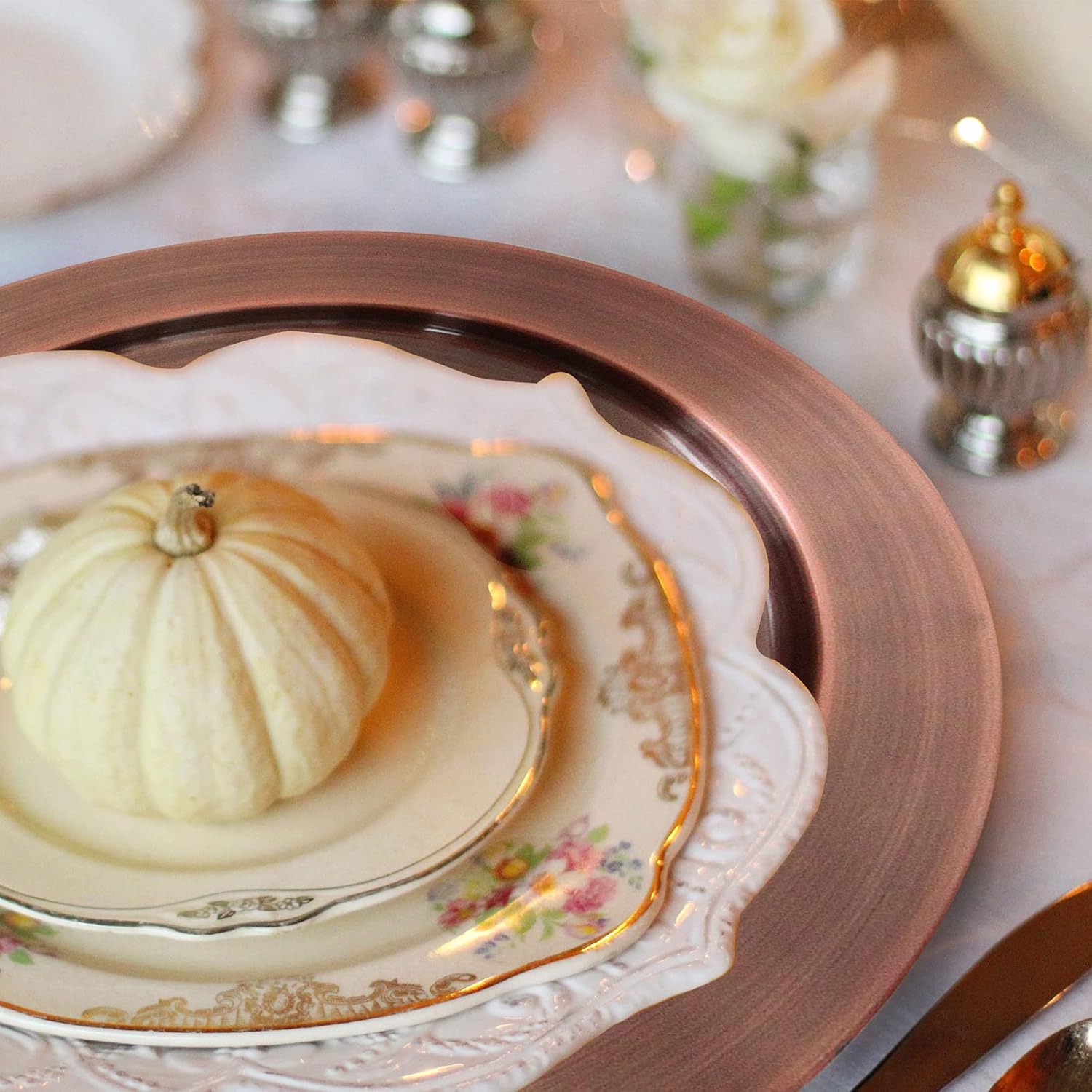  | Kazozobi 13-Inch Stainless Steel Round Chargers Plates, 6Pcs per Set, Chargers for Dinner Plates (Copper): Charger Plates