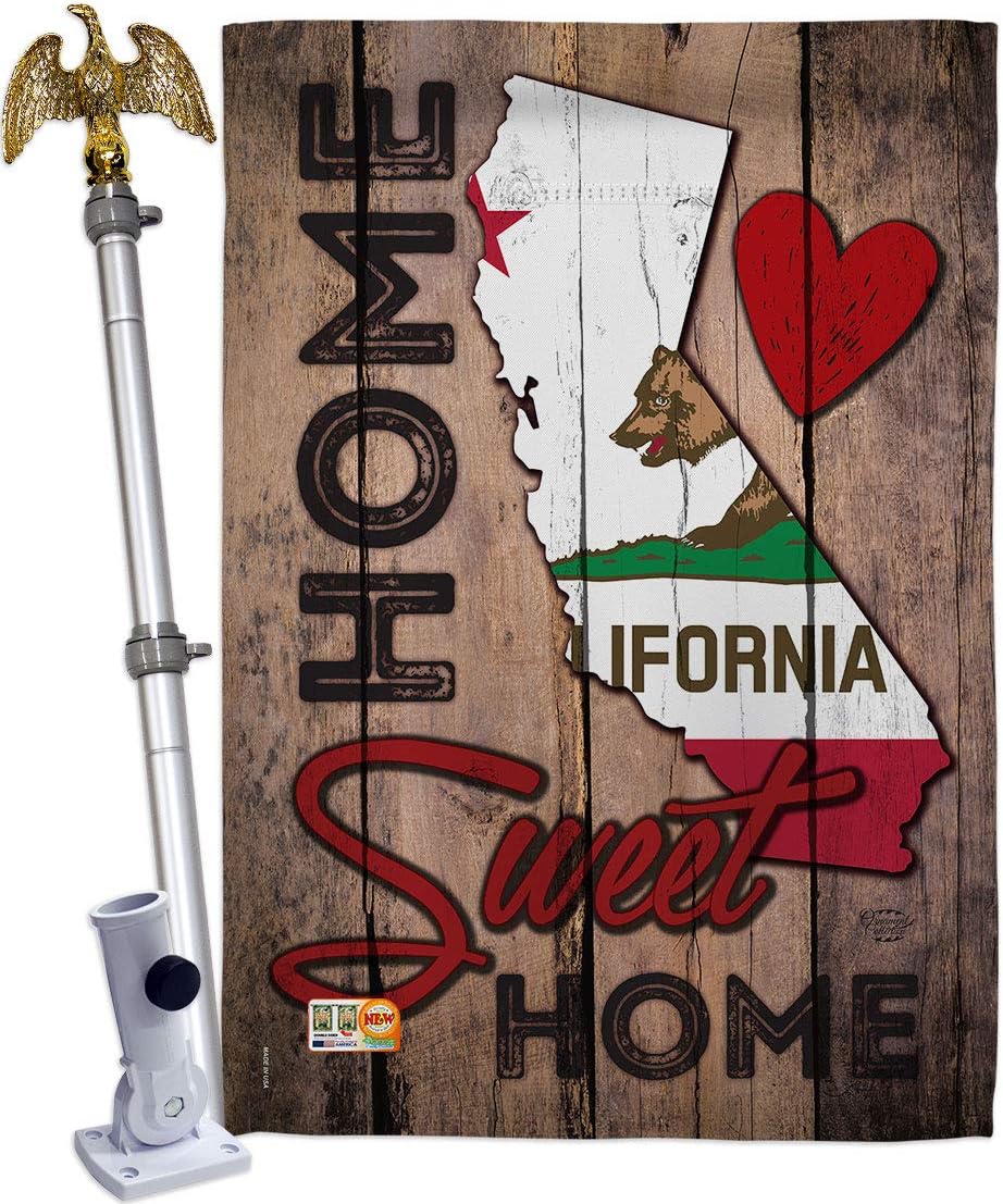 State California Home Sweet House Flag Americana States USA American Territories Republic Country Particular Area Small Decorative Gift Yard Banner Double-Sided Made In 28 X 40