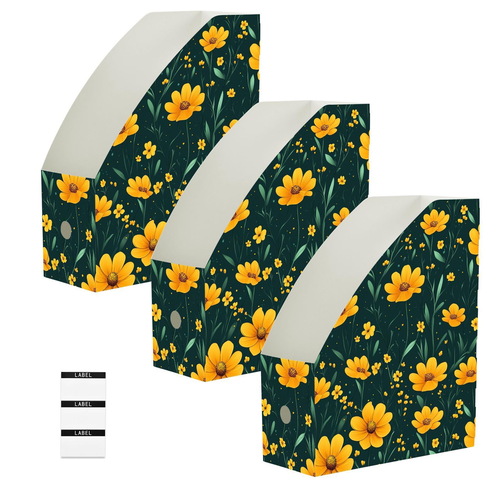 Rangement magazines pliable de 22,9 x 30,5 cm lot de 3 porte-revues vert et jaune pour bureau