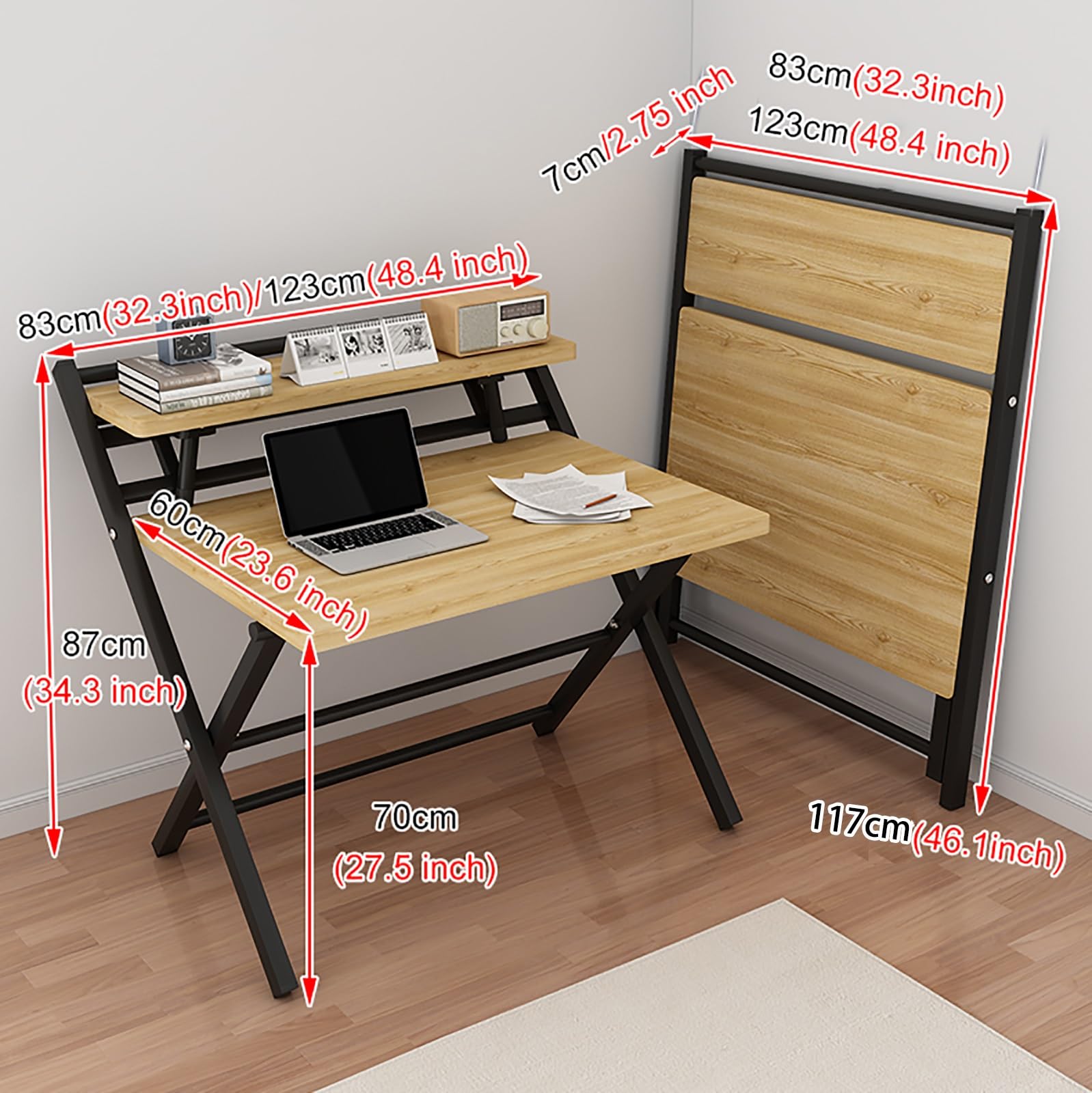 Image showcasing Folding Portable Computer Desks Wohenster Foldable Desk With Wheels