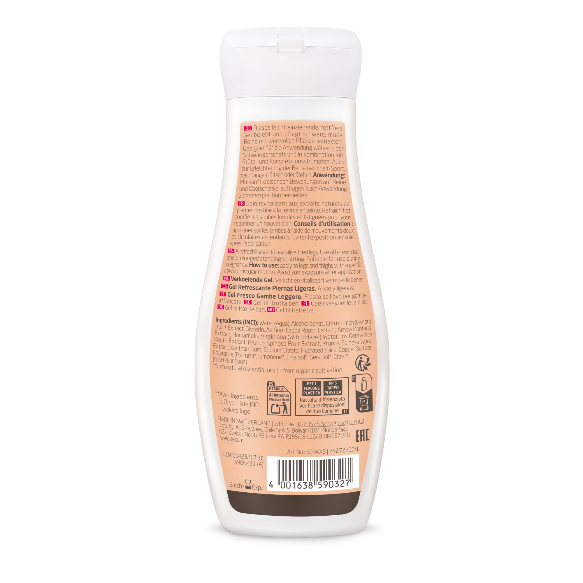 Weleda – Gel Piernas Ligeras Embarazo, Alivia la Sensación de Piernas Cansadas y Pesadas, Efecto Refrescante y Confort, Cuidado Corporal - 200 ml