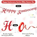 Flyloons Red Happy Anniversary Banner with Confetti Balloons Decoration Kit for Men Women 8 Pcs Gold Colour Confetti Meatallic Balloons Reusable Happy Wedding Anniversary Banner gallery image