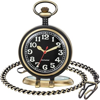 Stainless Steel Single Open Mens Mechanical Pocket Watch, Roman Digital Dial Mechanical Pocket Watch for Men