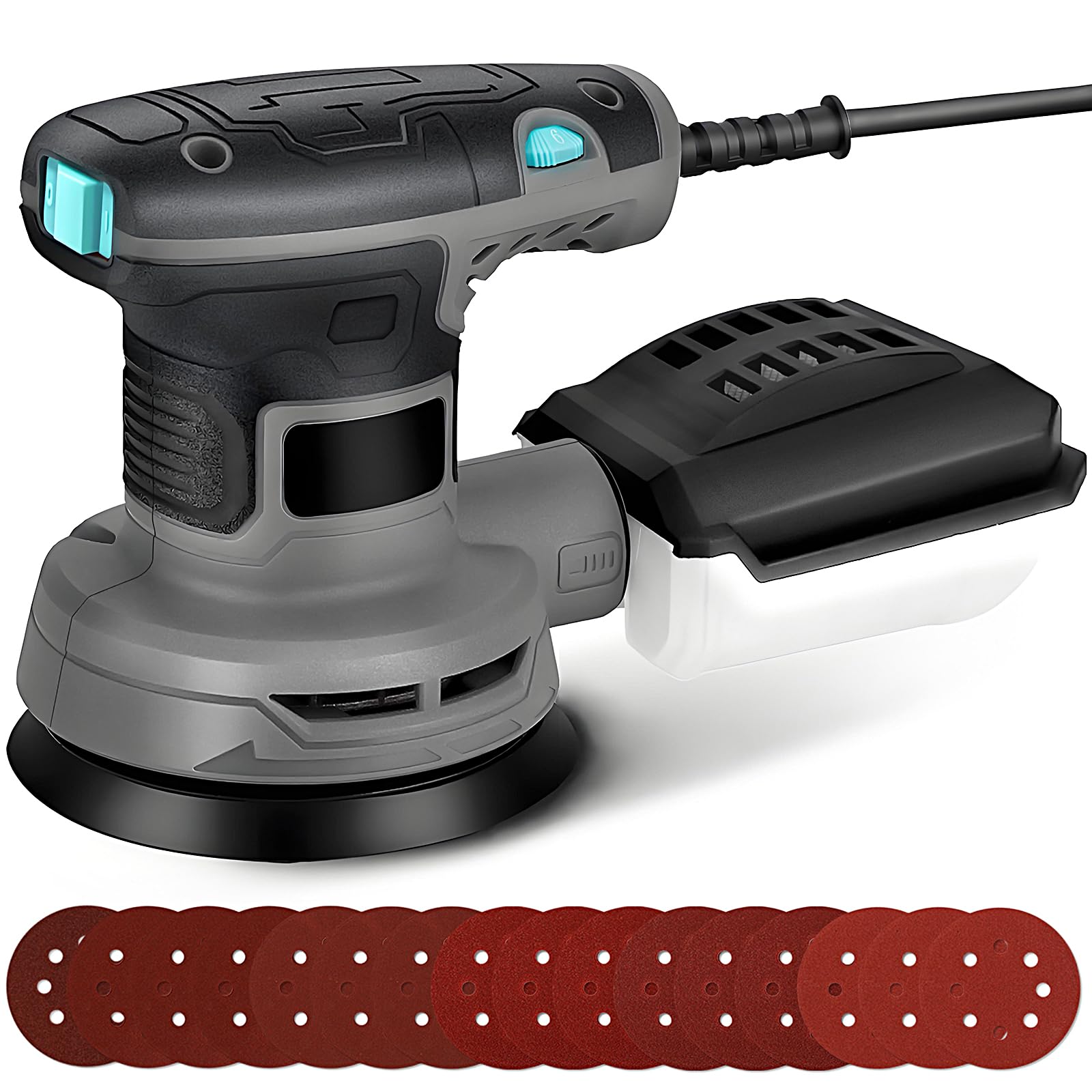 EcoBuild 320W Random Orbital Sander, 6-Speed 125mm Electric Sander with 16 Sanding Pads