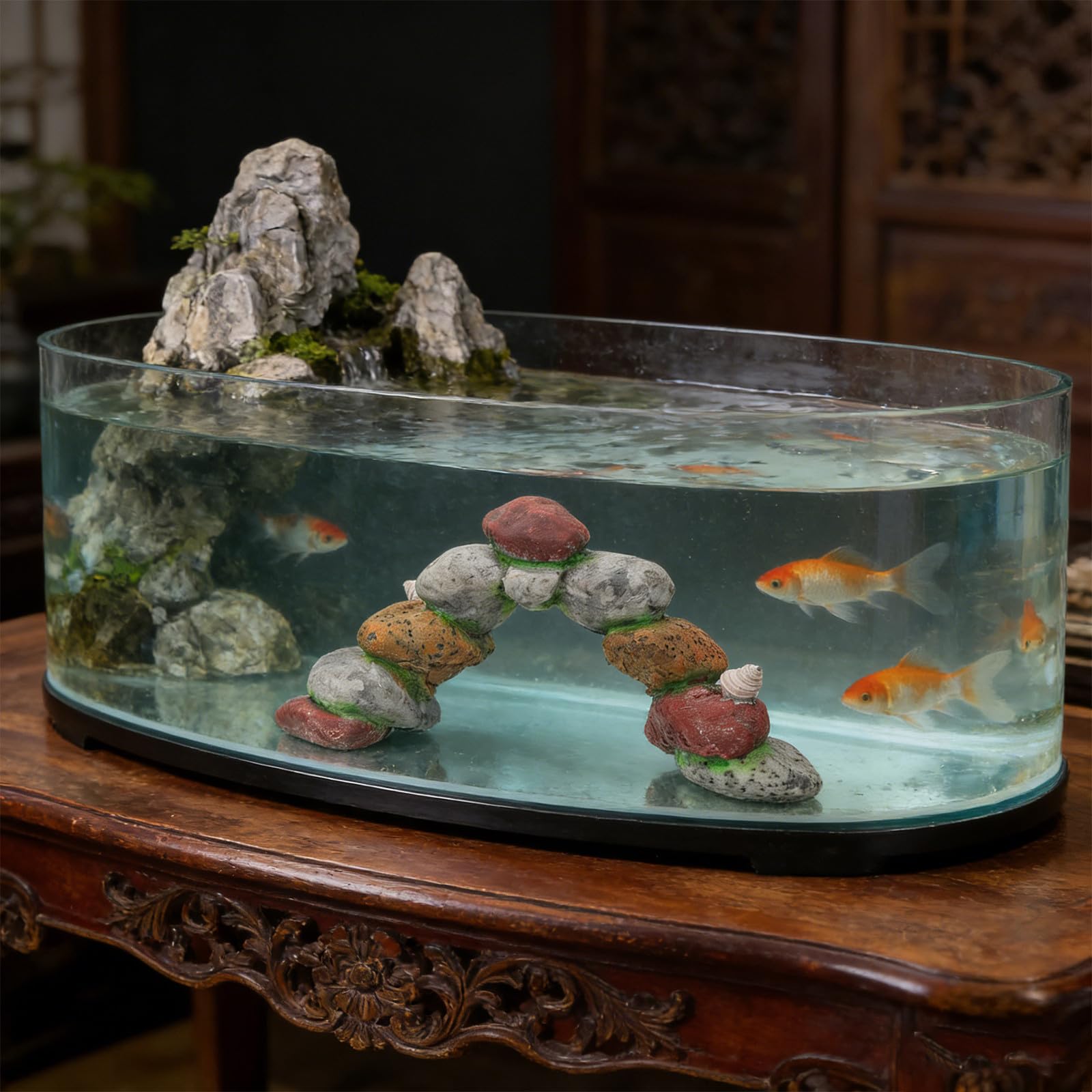 Kichvoe Decorazione rocciosa a Forma di Grotta per Acquario: di Pietra per nascondiglio per Acquario di Pesci Betta - Ornamento Decorativo per per gamberetti Betta, rifugio territoriale per
