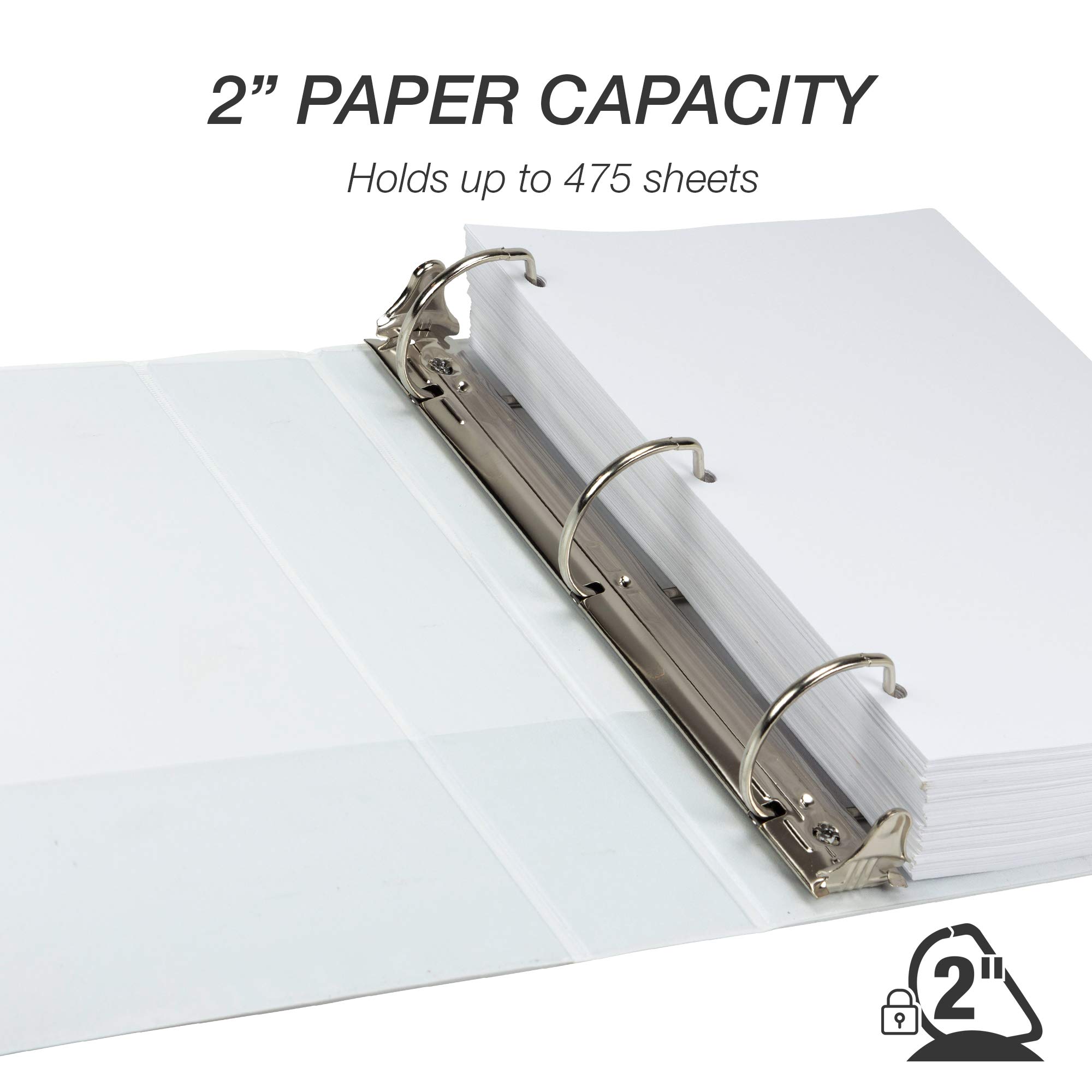 Samsill Raccoglitore resistente da 5 cm, prodotto negli Stati Uniti, raccoglitore ad anelli a D, copertina trasparente personalizzabile, bianco perla, contiene 475 pagine
