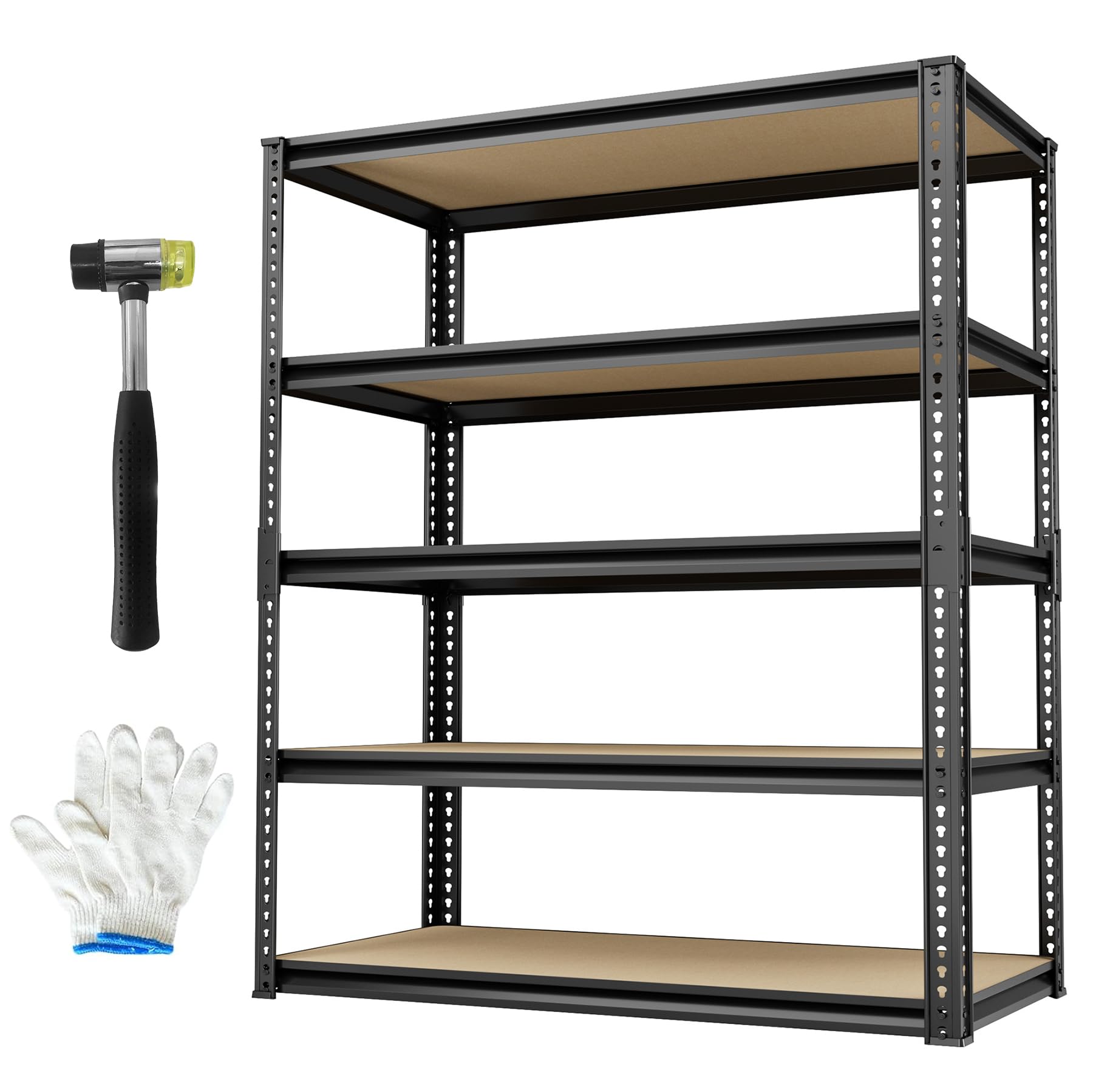2400LBS Storage Shelves 5 Tier Adjustable Garage Storage Shelving Heavy Duty Metal Storage Rack Shelf Unit for Basement Garage Warehouse Pantry Closet Kitchen,16"x36"x72"