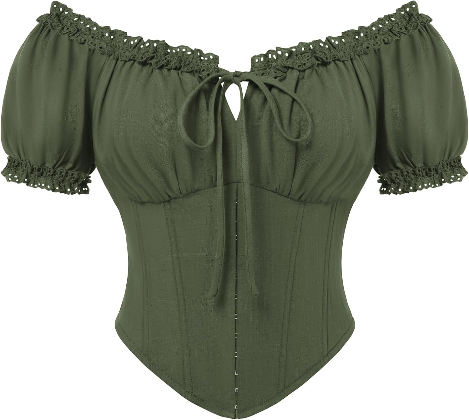 Scarlet Darkness Women Corset Tops Renaissance Off The Shoulder Shirt Summer Dressy Lace Square Neck Blouse