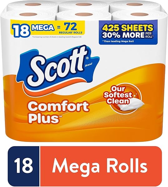 Scott Comfortplus Toilet Paper, Double Roll, Bath Tissue, 18 Count - 3
