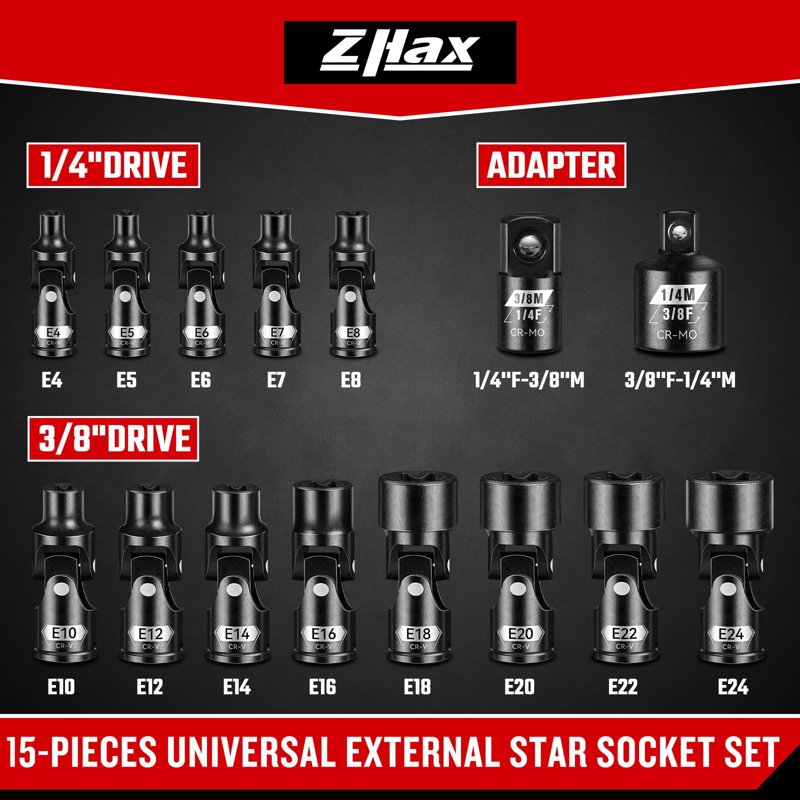 Amazon.co.jp: ZHAX 15ピース E-トルクススイベルソケットセット、1/4 