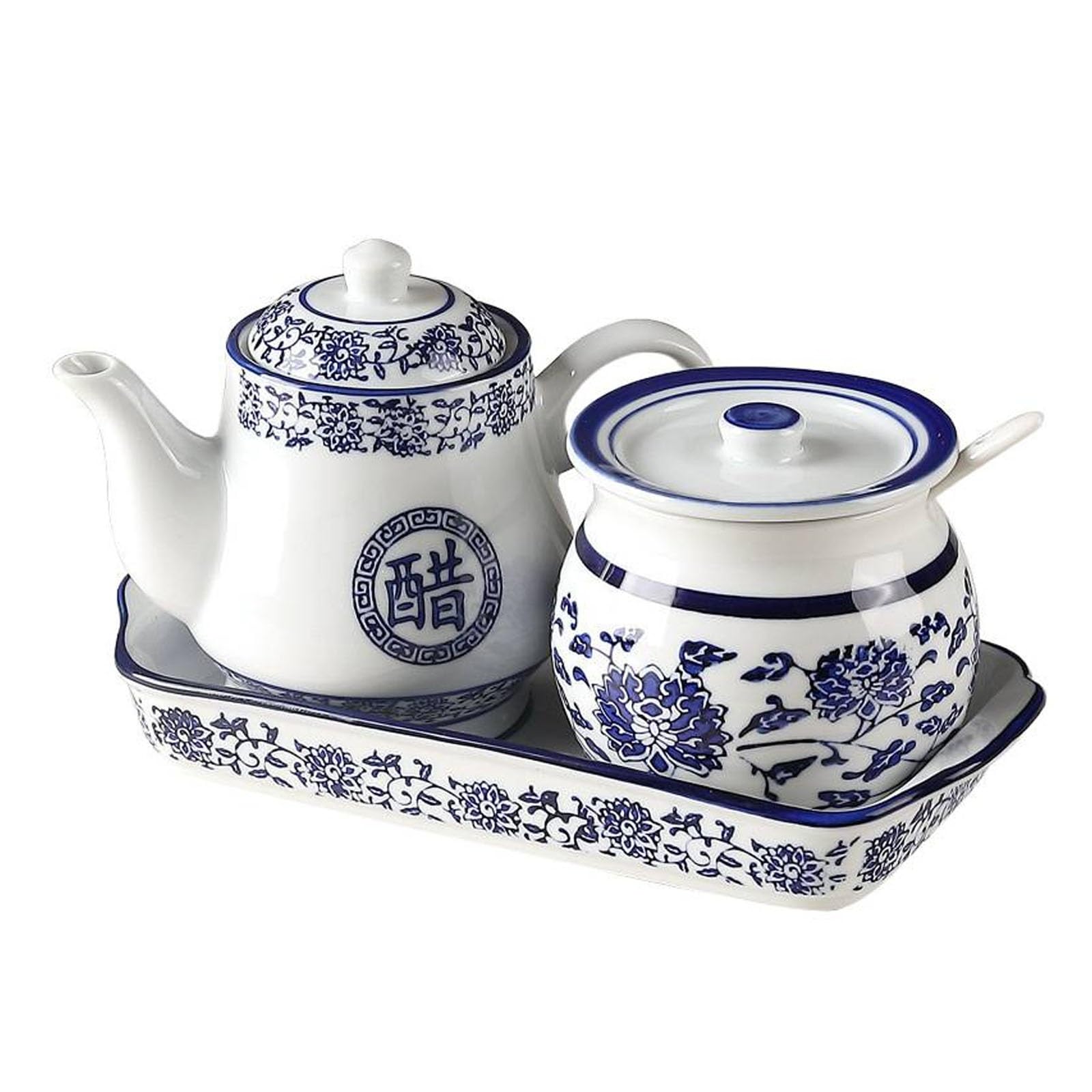 Milchkännchen Porzellan-Creamer und Zucker Set mit Deckel, Sahnekanne mit tablett,Zuckergießer Sahnejug Set Dekorativ für Hausgebrauch Kaffee und Tee
