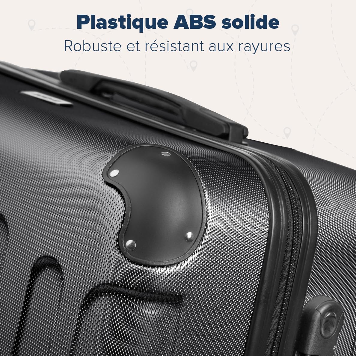 TRVLMORE Set Valise Rigide - Lot Valise - 3 Set de Valise de Voyage - Set Valises Rigides 4 roulettes - Luggage - Set 3 Valises - Ensemble Valise - Suitcase Set - Noir