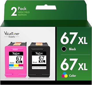 Valuetoner Supply Ink Cartridges Replacement for HP 67XL 67 XL for Envy 6055 6055e 6052 6058 6075 Envy Pro 6400 6455 6455e 6452 6458 DeskJet 2732 2752 2755 2755e 4133e 4140 4155 4155e (2-Pack)